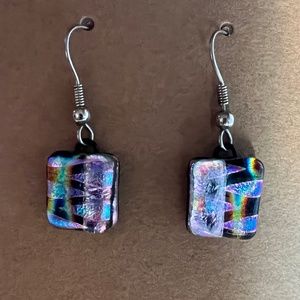 one of a kind handmade iridescent earrings
